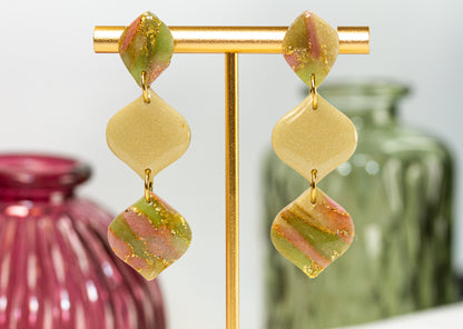 Ohrringe – Olive Geometry – Gold Oliv