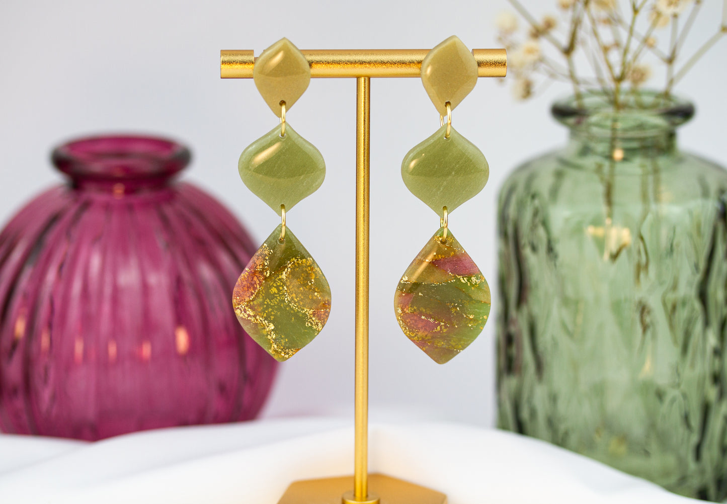 Olive Glow Trio – Ohrringe