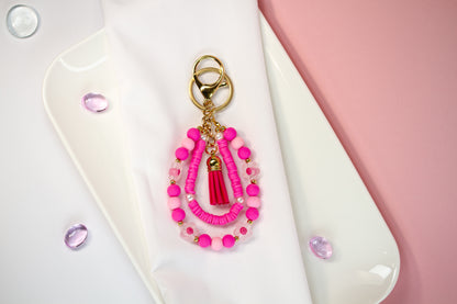 Happy Pink Schlüsselanhänger - Perlen & Quaste