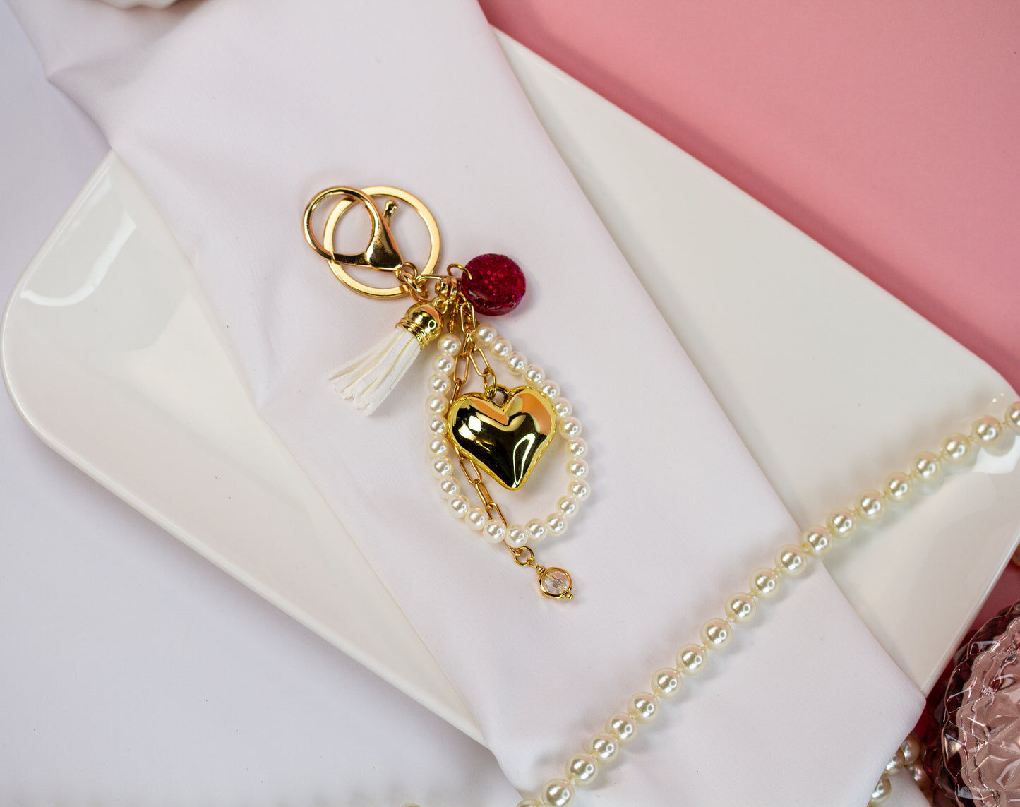 Pearl Heart Glam – Bag Charm