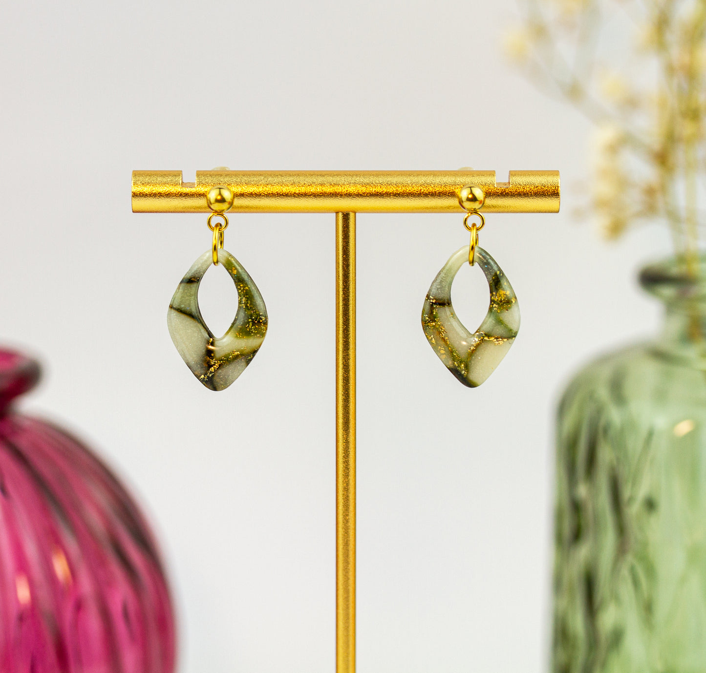 Ohrringe – Marmorblatt Mini – Sage Marble Collection