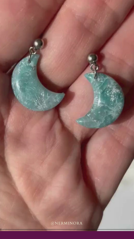 Emerald Moon Marble – Ohrringe