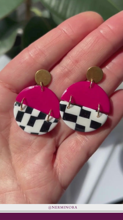 Pink Check Arc - Ohrringe